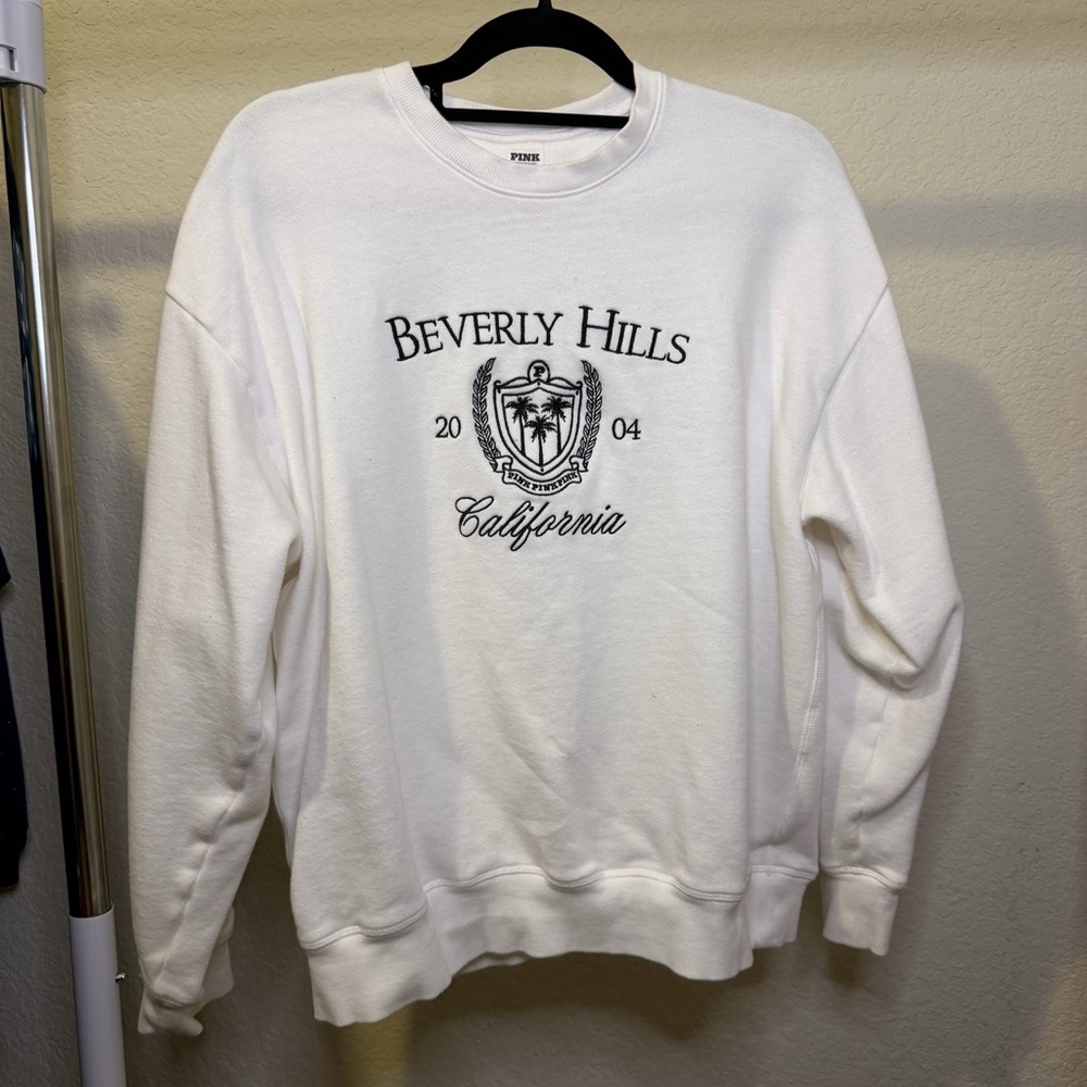 PINK Victoria's Secret White Crew Neck Sweater